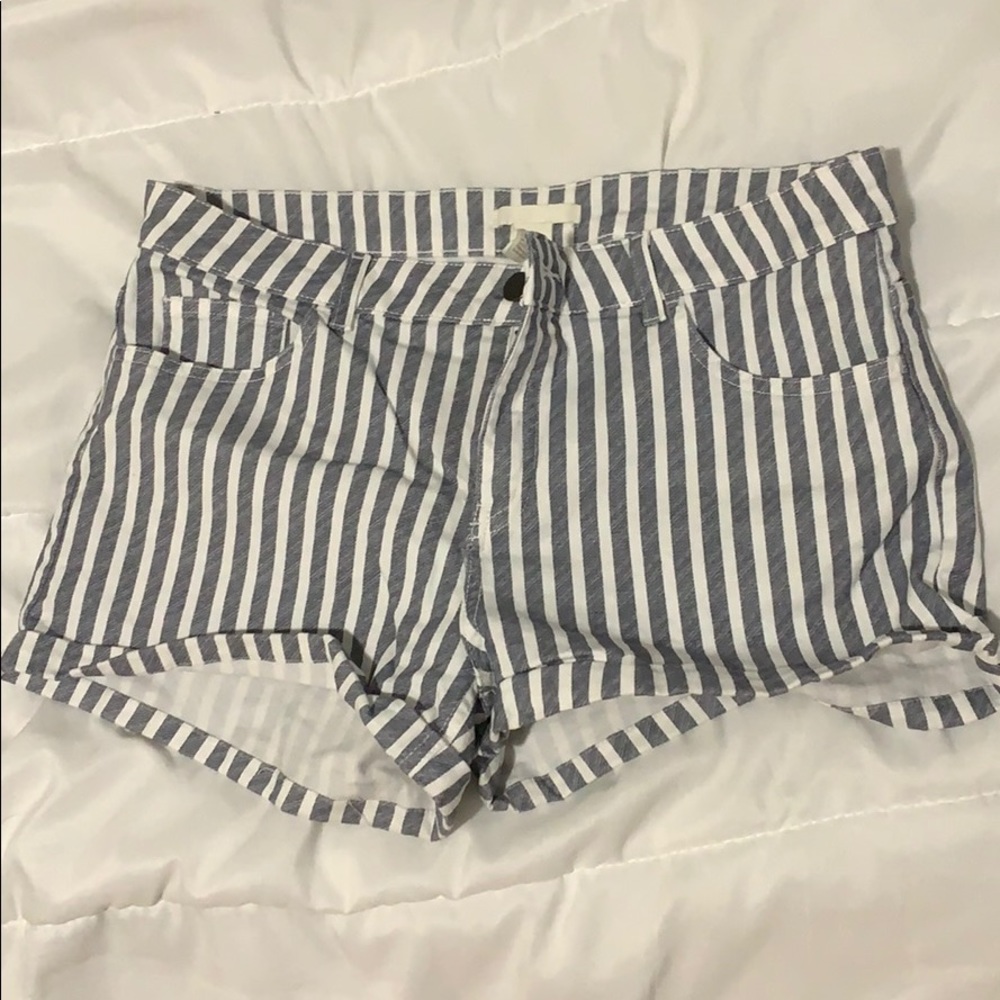 Stripped Jean Shorts